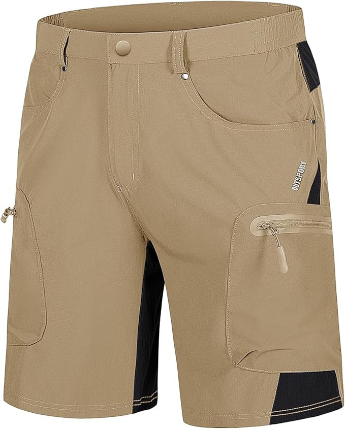 TACVASEN Men's Hiking Cargo Shorts 10" with Zipper Pockets Quick Dry Casual Stretch Golf Work Short Outdoor Summer