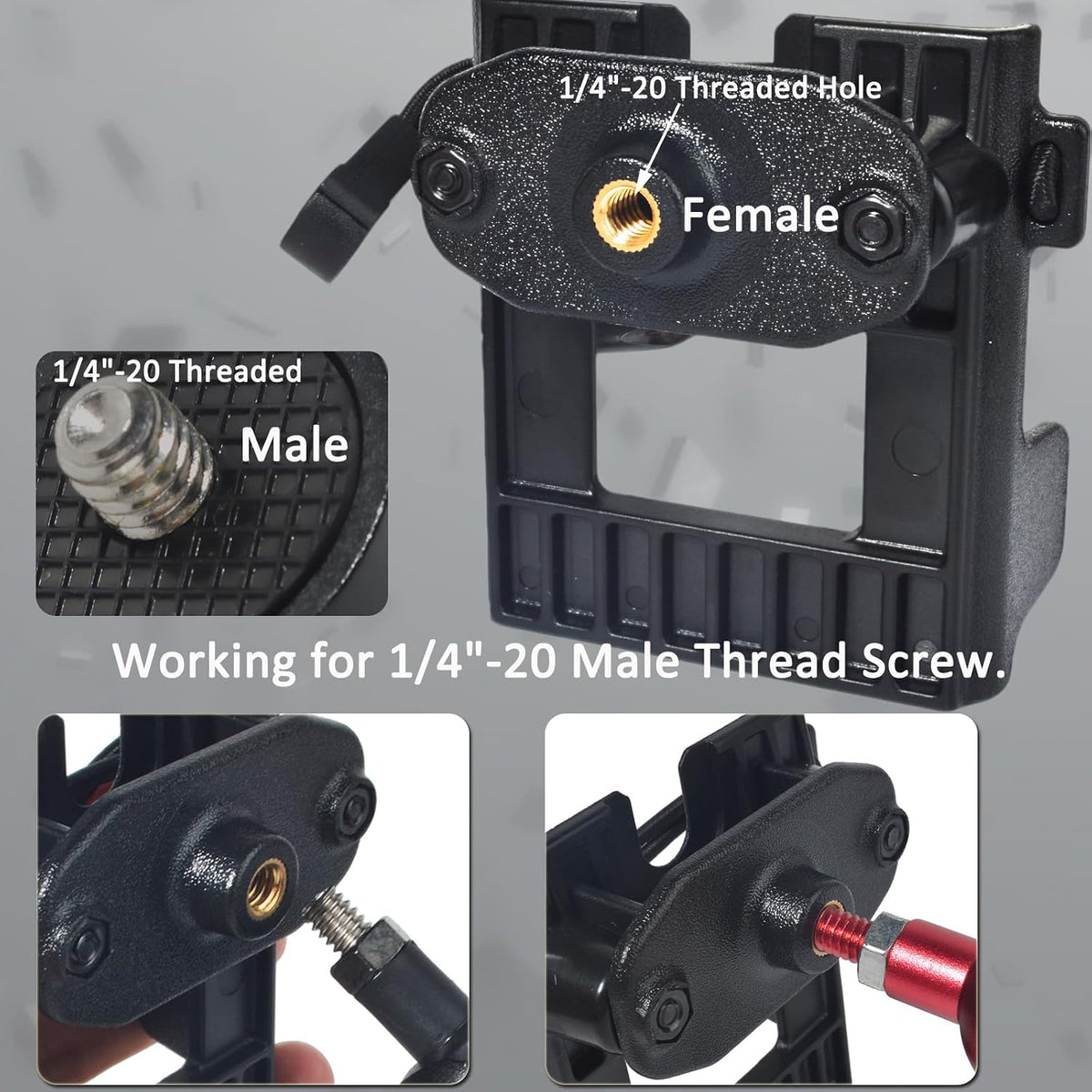 HYS 2 Way Radio Mounting Brackets W/Universal 1/4 Thread for Car & Tripod | Secure, Quick Release Adjustable HT’S Holder for Motorola, Kenwood & ICOM Handheld Radio with Belt Clip Mount Holder