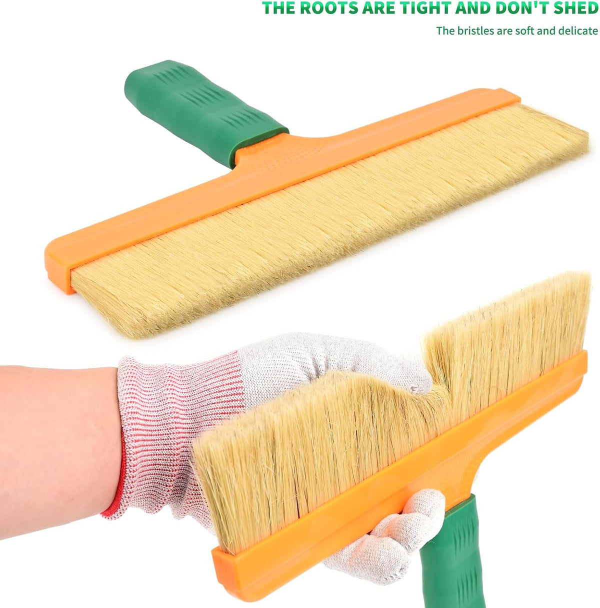FOSHIO Brush Wrap Tool, 12" Professional Soft Boar Hair Bristle Car Detailing Brush with Rubber Handle for Vinyl Wrapping, Cleaning Interiors & Exteriors Car Wash & Window Tint Brush Tool