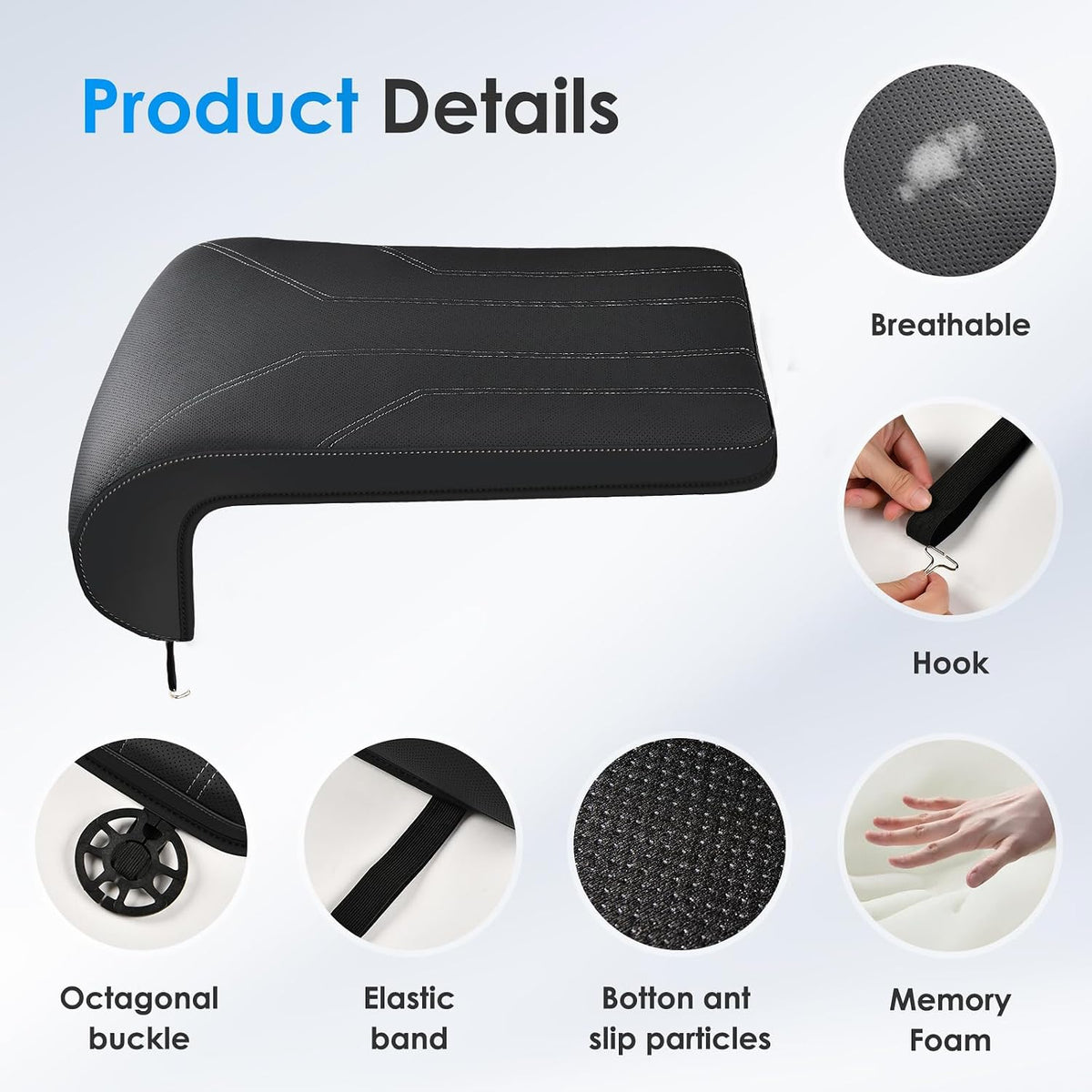 FLORICH Car Seat Extender Leg Extender Support Cushion for Driver Seats Office Chair, Leather Carseat Leg Support for Long Drivers Universal Car Seat Cushion Legs Rest Pads-Black