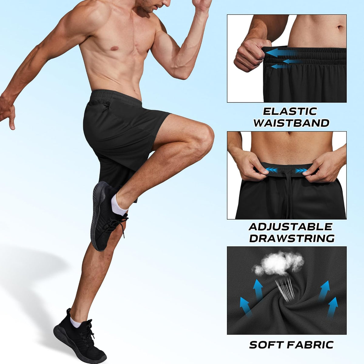 Skiennix Men's Athletic Shorts - Quick Dry 7 Inch Inseam for Basketball & Gym | Elastic Waistband & Pockets