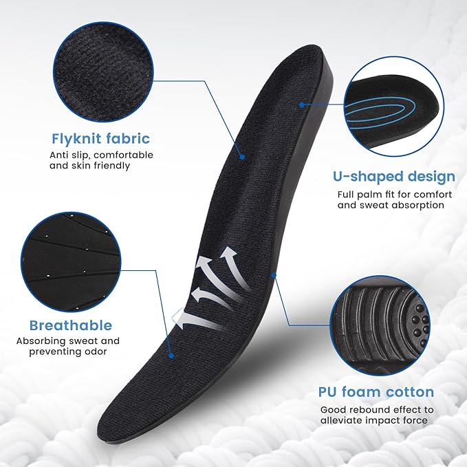 Shoe Insoles, Memory Foam Insoles, Providing Excellent Shock Absorption and Cushioning for Feet Relief, Comfortable Insoles for Men and Women for Everyday Use,(L [US M: 9.5-12.5/W: 10.5-13.5])