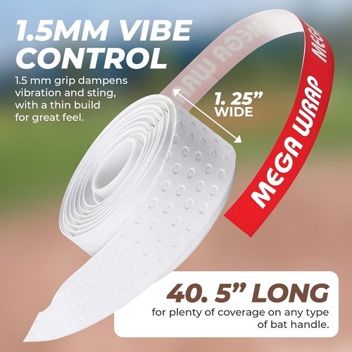 Hot Glove Mega Wrap Bat Grip - 1.5mm Tacky Design for Enhanced Control and Comfort