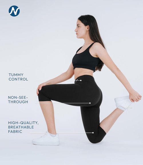 Nirlon Women's High Waist Capri Leggings - 3/4 Length Yoga Pants for Ultimate Comfort