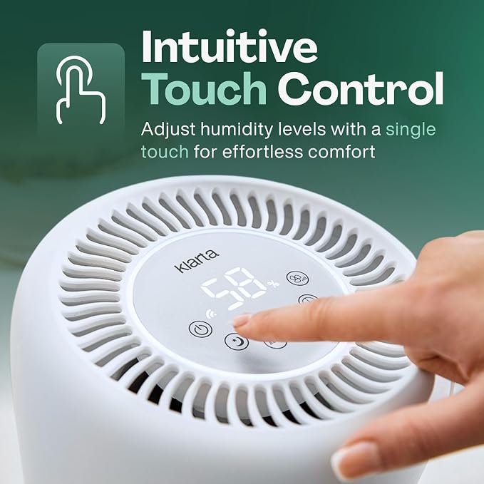 Smart Evaporative Humidifier with App Control & 3L Tank – Mist-Free, No White Dust – Quiet Operation for Better Sleep – Klarta Humea Beige