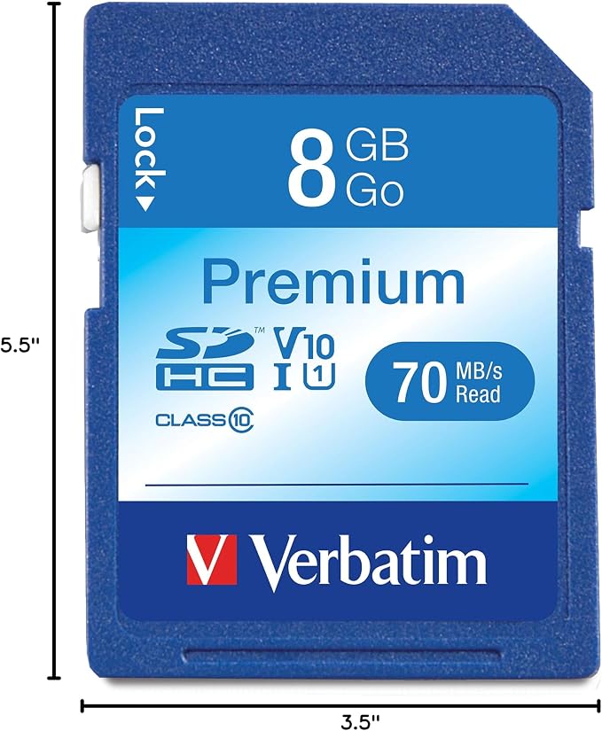 Verbatim 8GB Premium SDHC Memory Card, UHS-I V10 U1 Class 10
