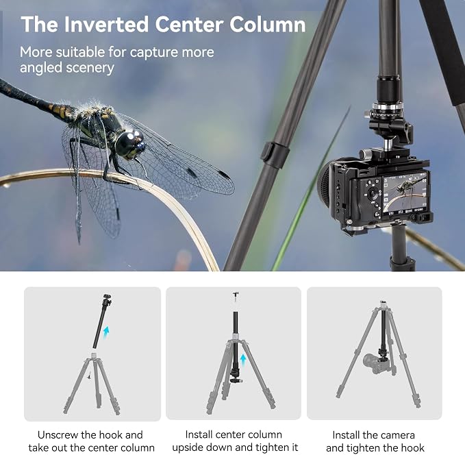 SmallRig AP-20 Carbon Fiber Tripod, 62.2" Camera Tripod Monopod