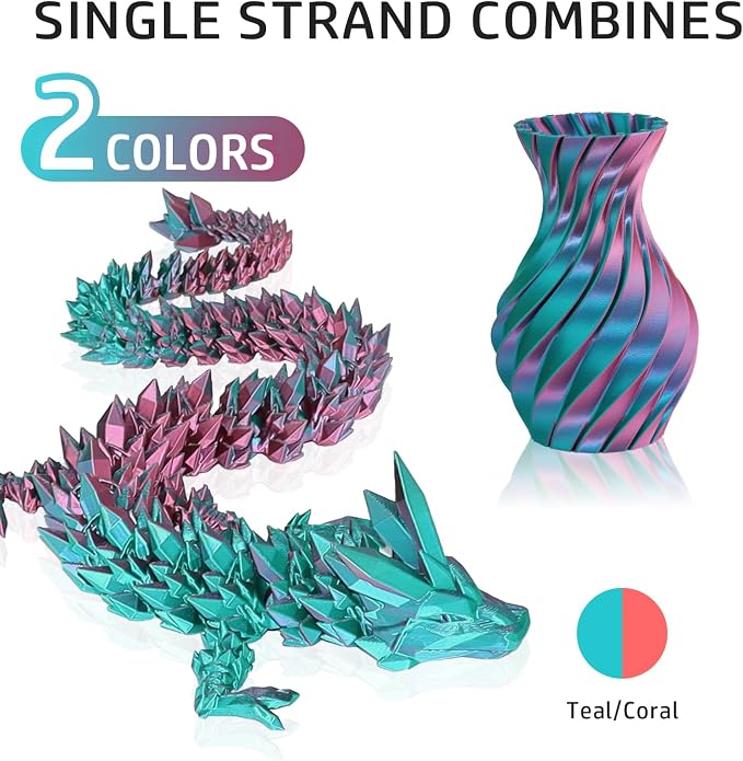 LOVOON 3D Printing Filament PLA, Silk Multicolor PLA Filament 1.75mm, DualColor