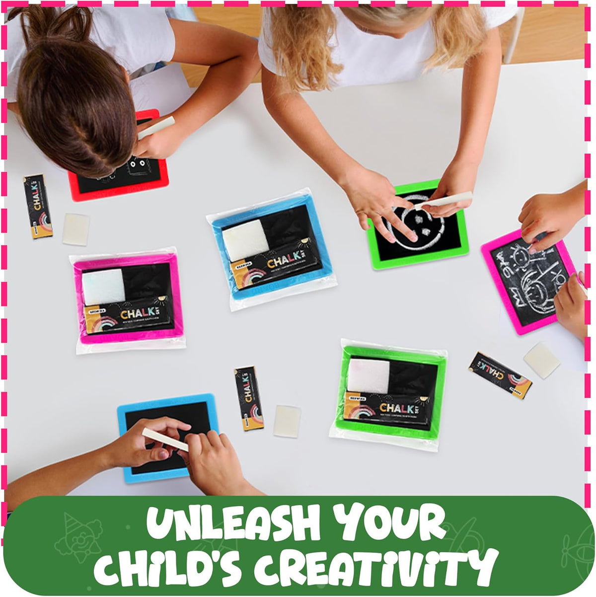 Skiennix Mini Chalkboard Set - Pack of 24 with 2 Chalk Sticks & Eraser | Perfect Birthday Party Favors for Kids