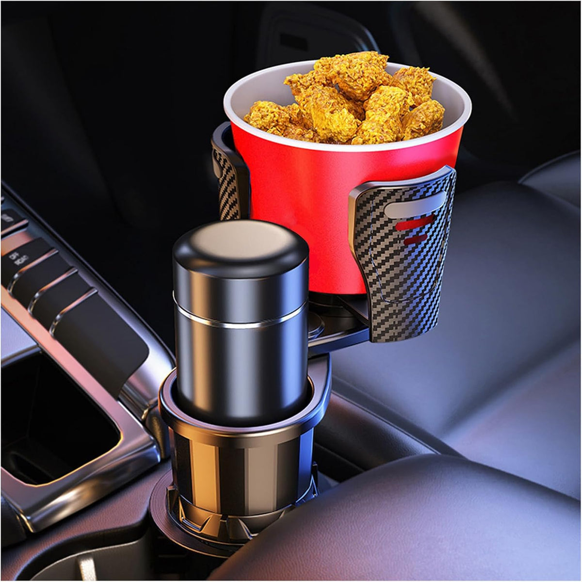 Car Cup Holder Expander for Tesla Model S 2012-2020 2021 2022 2023 2024 2025 2026, Multifunctional 2 in 1 Cup Holder Extender, 360° Rotating Car Drink Holder Adjustable Large Cup Holder