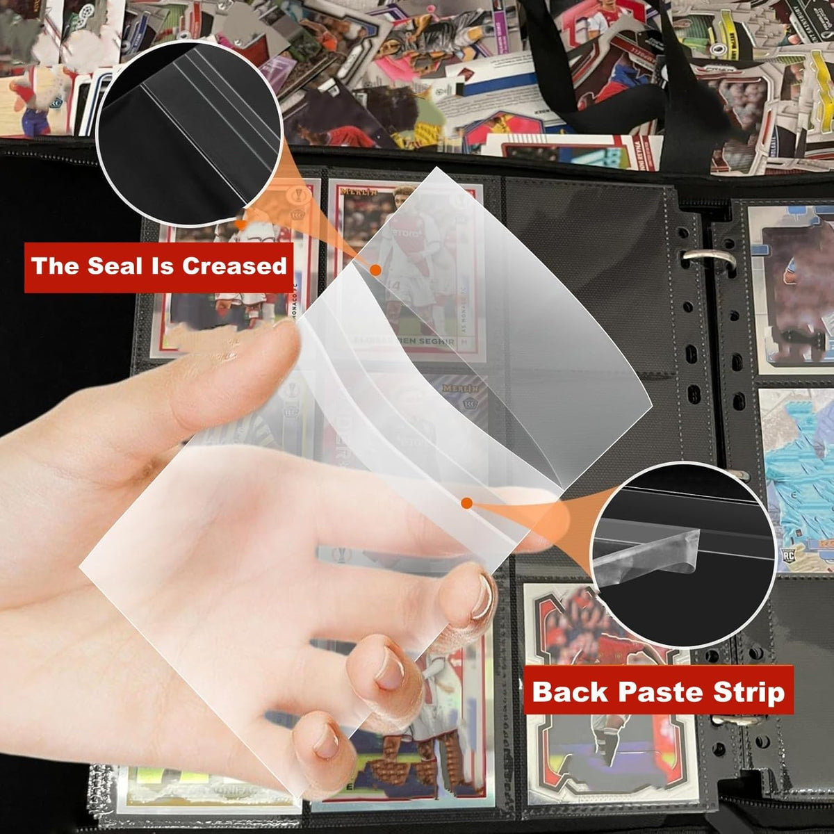 Triple Protections 300ct Card Sleeves - Premium Hard Plastic TopLoads & Resealable Penny Sleeves | 3"x4" Sports Trading Card Holder