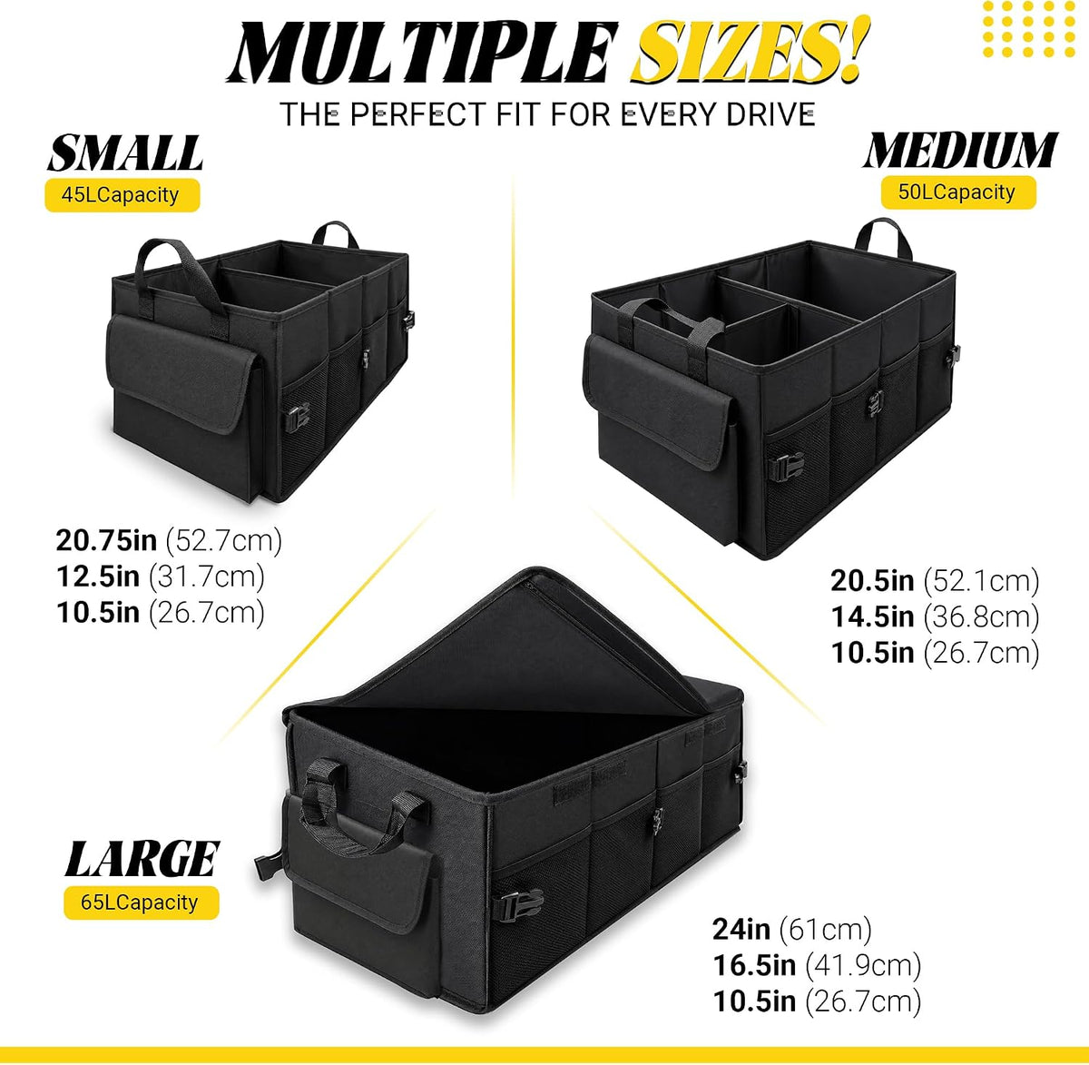 Trunk Organizer, Large Foldable Car Organizer for SUV, Jeep, Sedan