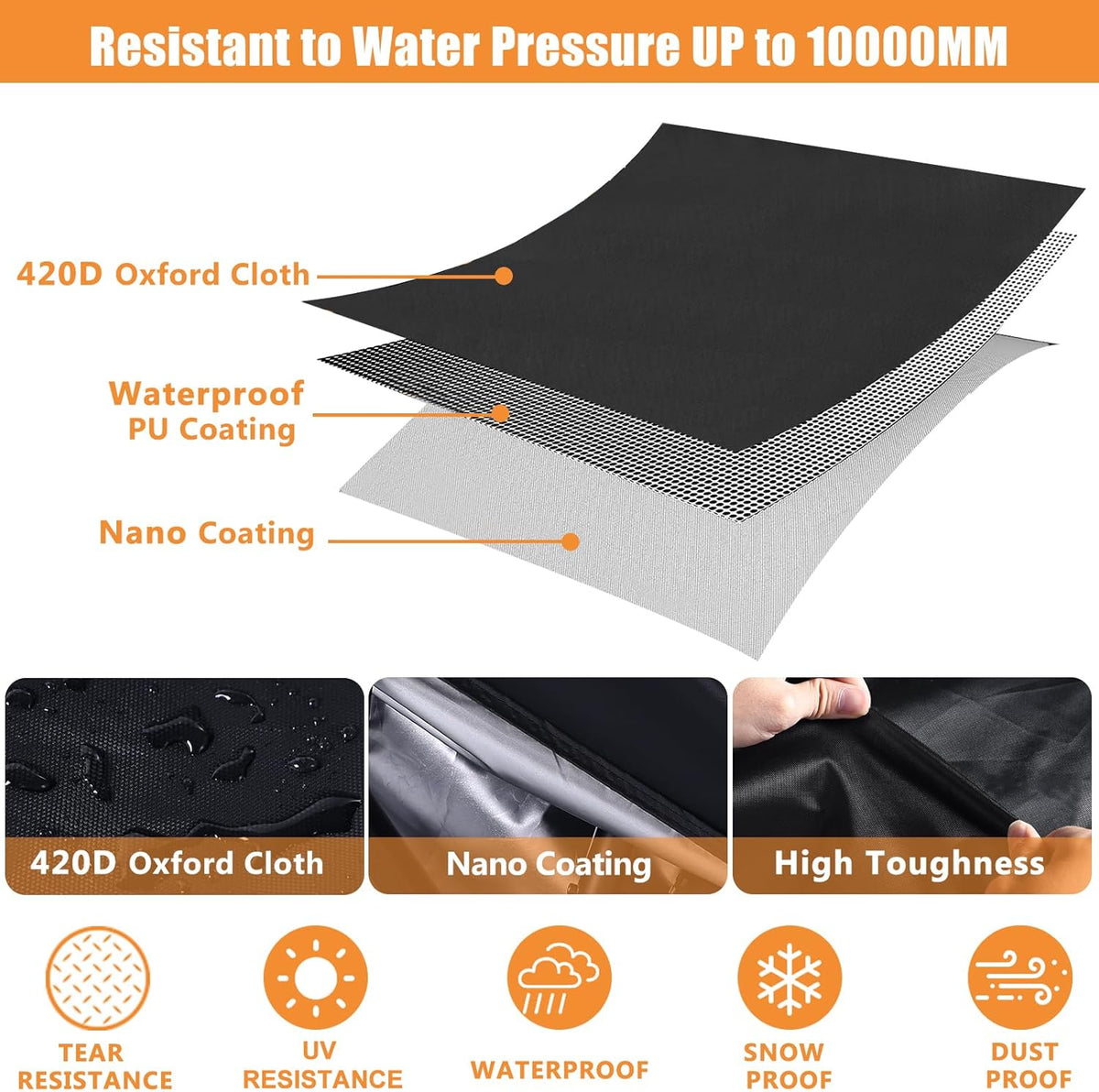 Skiennix Bike Cover - Waterproof Outdoor Bicycle Protection with Lock Holes & 3 Buckles | Heavy Duty 420D Material for Bikes Up to 68 Inches