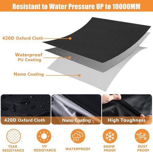 Bike Cover Waterproof - Heavy Duty 420D Ripstop Material with Lock Holes & 3 Buckles | Fits Bikes Up to 68 Inches