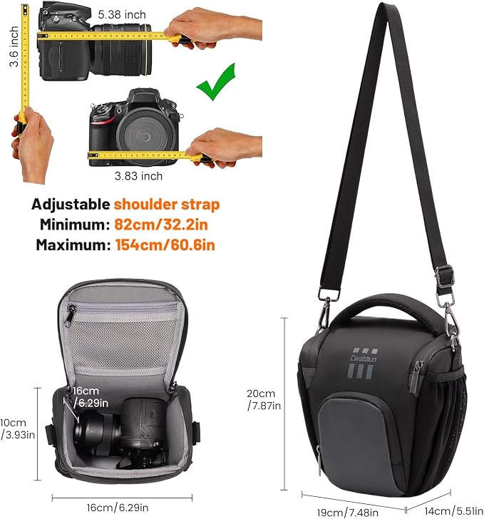Cwatcun Camera Sling Bag Small, Compact DSLR Waterresistant Shoulder Bag