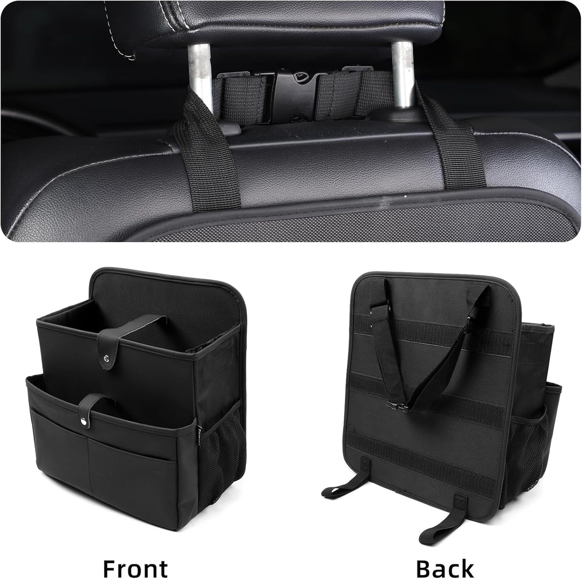TAIKOO Front Seat Car Organizer Passenger Seat Organizer for Car Truck SUV | Leather Car Seat Organizer with Large 13.8" Pocket for Laptop Tablet File Folder, Hanging Backseat Storage for Vehicle