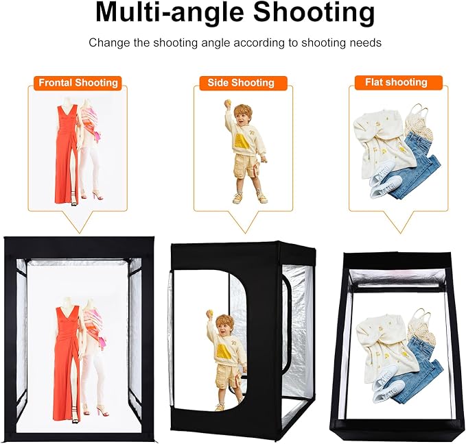 48"x64"x40" Large Photo Studio Light Box Photography, 8 Light LED Panels