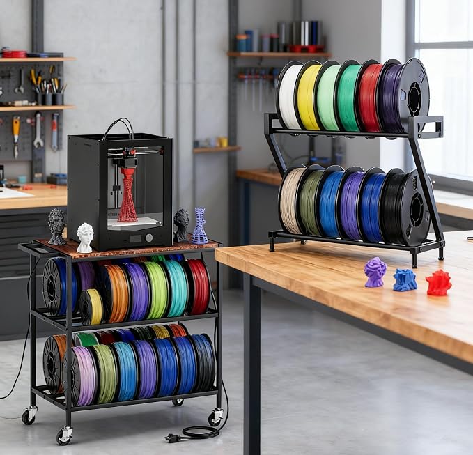 Z-shaped 2 Tiers 3D Printer Filament Storage Rack Desktop, 3D Printer Filament