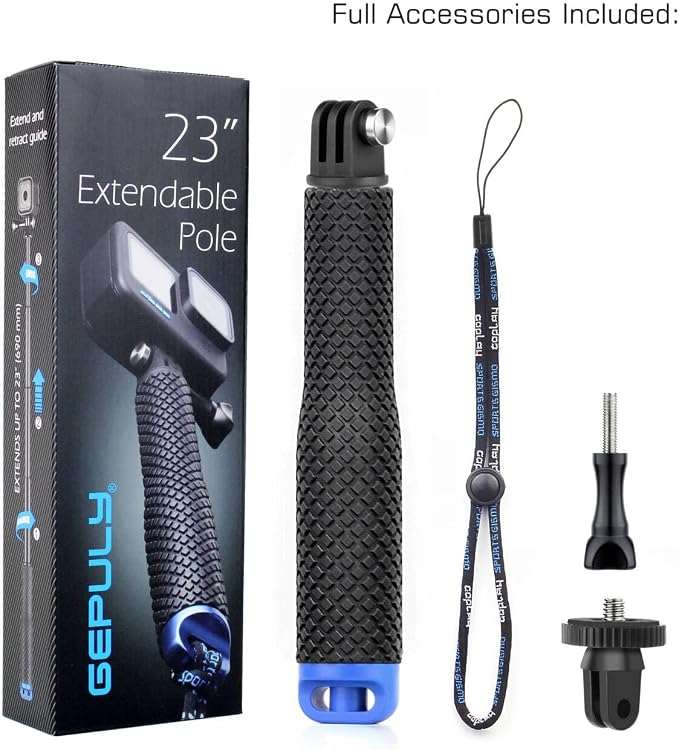 GEPULY 7''-23''Waterproof Pole Selfie Stick Pocket Size Underwater Handle Grip