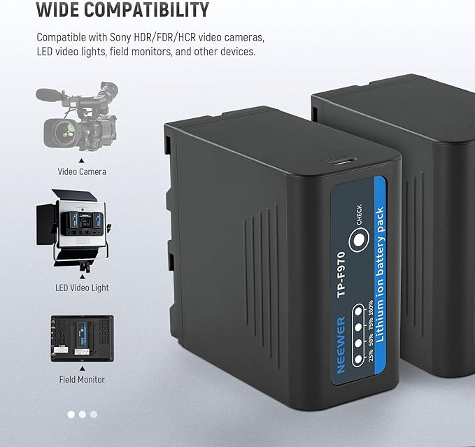 Neewer Basics 2Pcs NP-F970 Replacement Batteries 7800mAh, Compatible