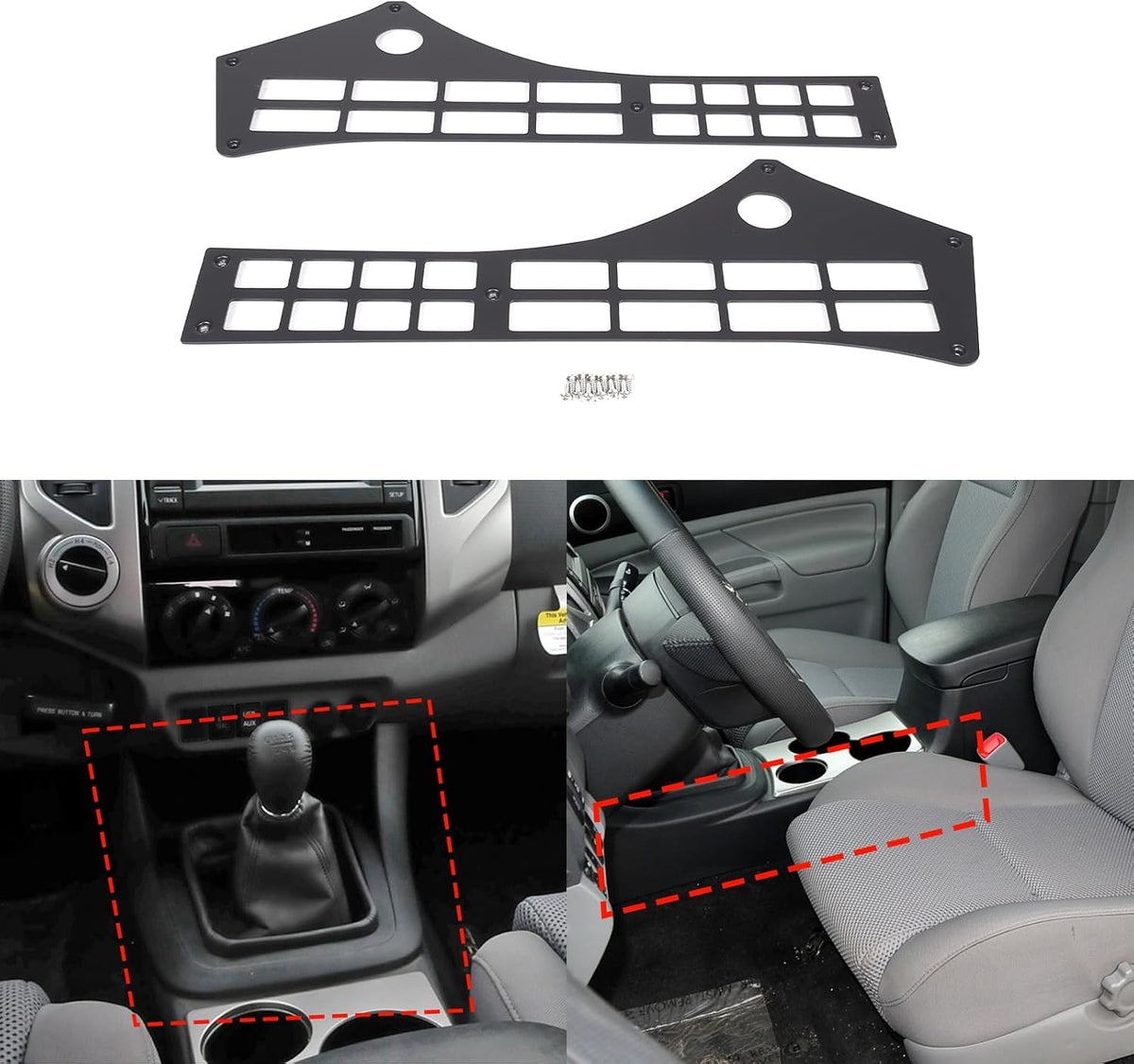 Interior Storage Molle Panel Center Console Organizer, Alloy Car Interior Center Console Modular Storage Panel Compatible with Toyota Tacoma 2006-2010 2011-2014 Accessories(Without Storage Box)
