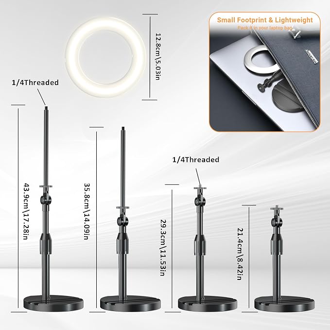 Portable Travel Ring Light for Laptop Zoom Video Conference, Small Halo Lighting