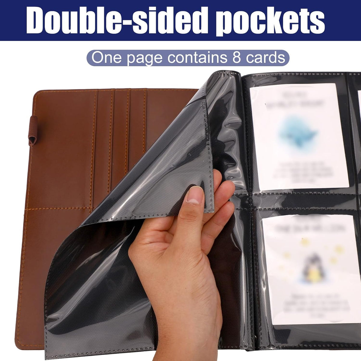 Skiennix 50pcs Trading Card Binder Pages - Double-Sided 4 Pocket Sleeves for Sports Collectibles