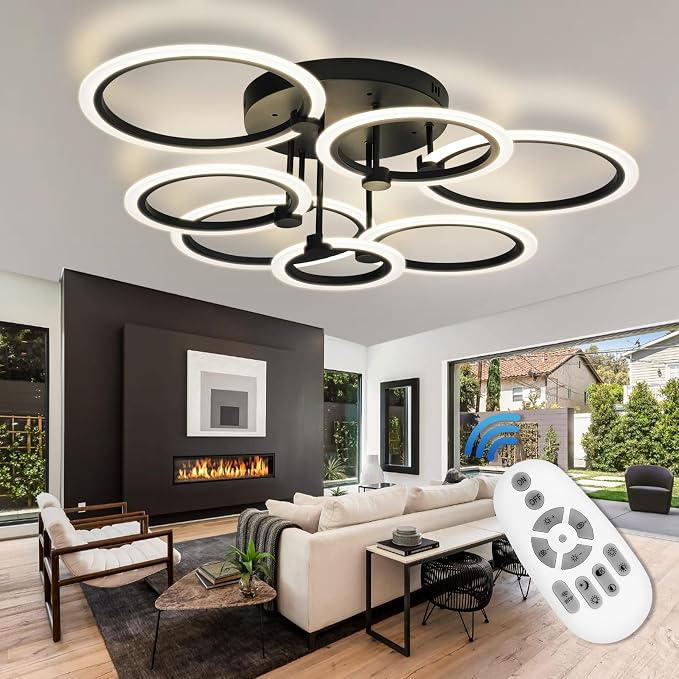 Modern LED Ceiling Light 7 Rings Dimmable Fixtures