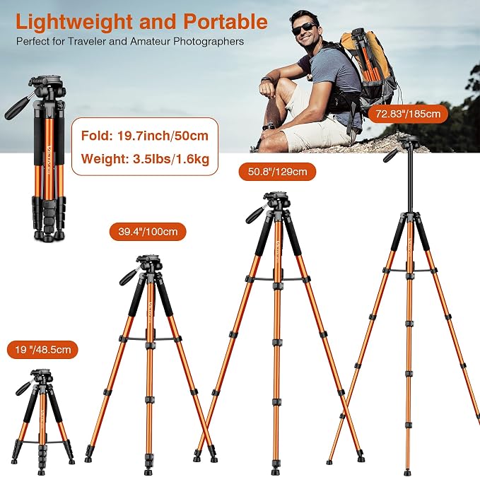 Tripod for Camera, Professional Heavy Duty Compact Camera Stand for Phone