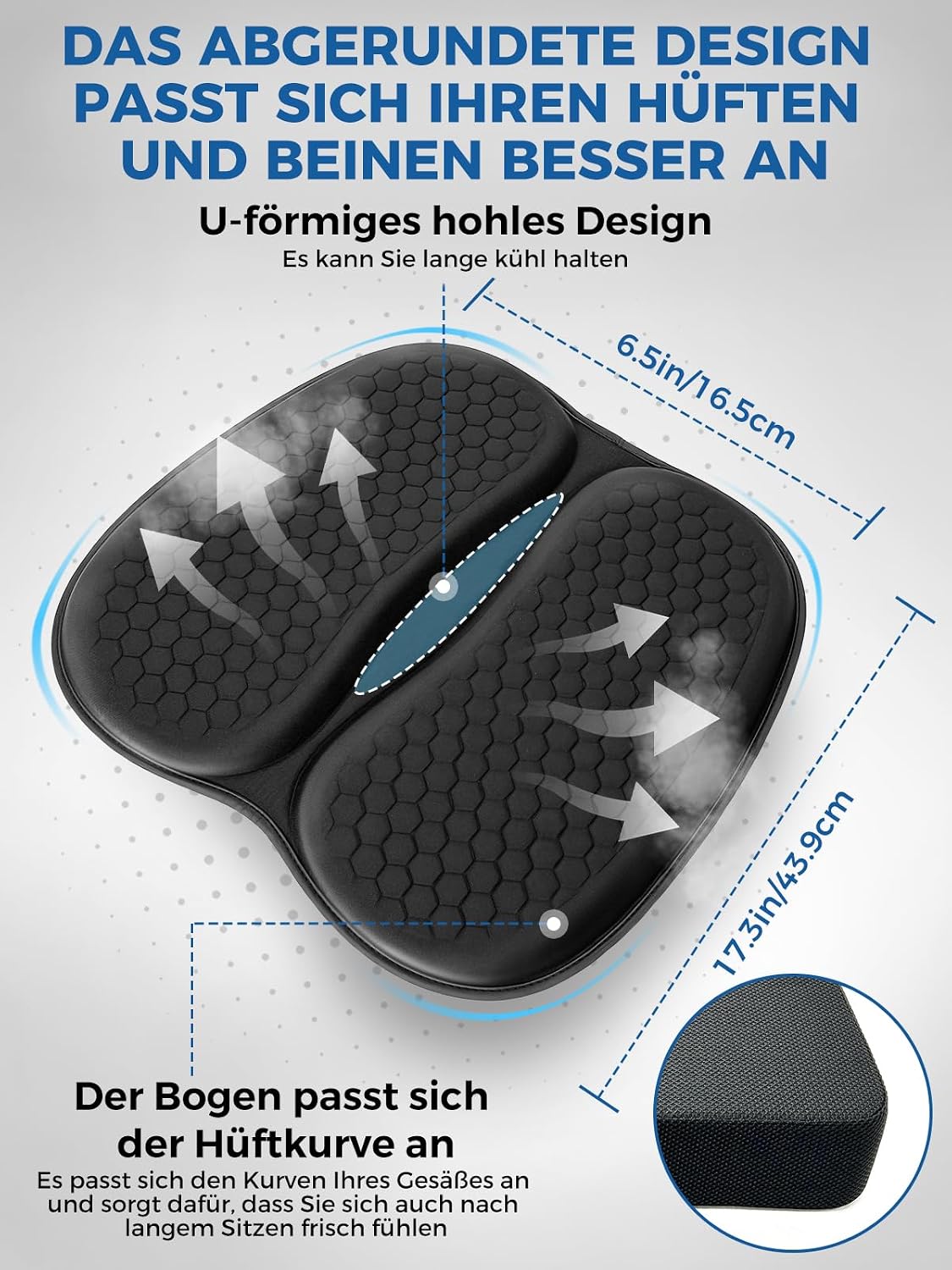 Honeycomb Car Gel Seat Cushion Soft Breathable Maintain a Refreshing Feel Relieve Hip Pressure This Seat Cushion Suitable For All Seasons for Car Office Home Wheelchair Chair Long Sitting Use