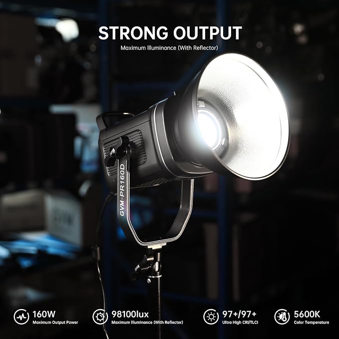 GVM 160W LED Video Light with Bluetooth Control, 5600K Photography Light