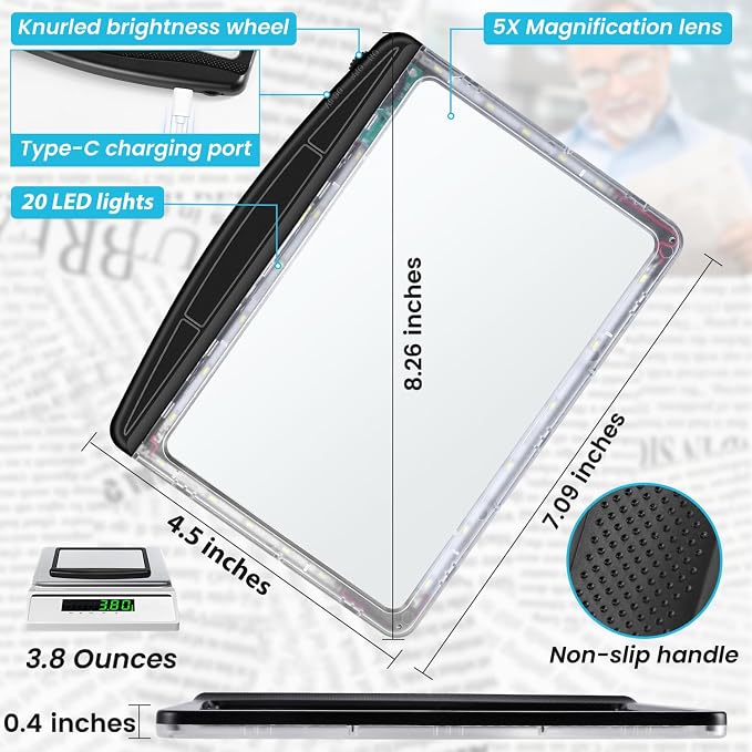 Rechargeable 5X Magnifying Glass
