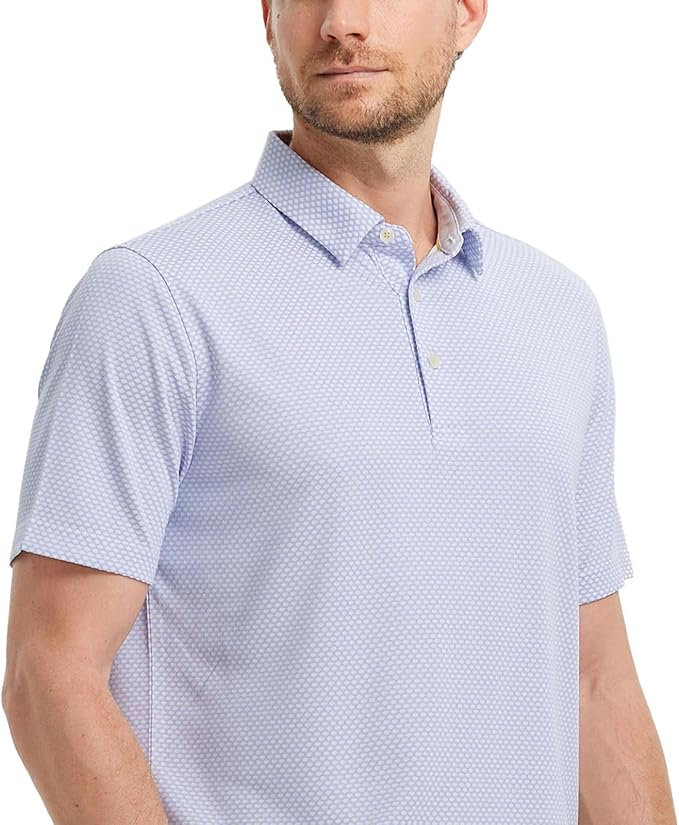 M MAELREG Golf Shirts for Men Moisture Wicking Jacquard Breathable Performance Dry Fit Collared Mens Polo Shirts Short Sleeve