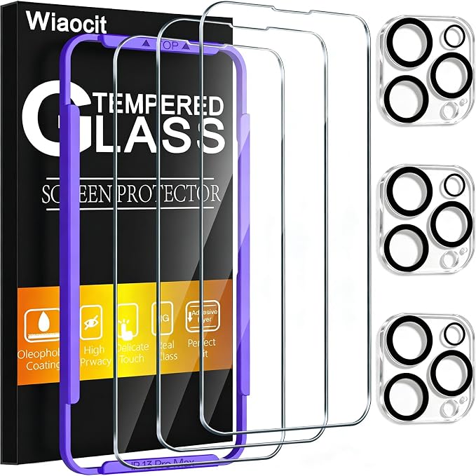 Wiaocit 3 Pack Tempered Glass Screen Protector