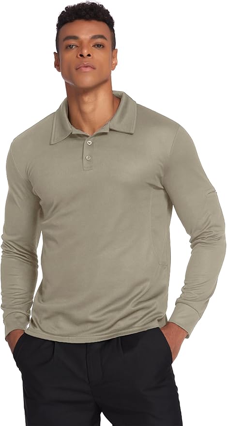 Deyeek Men's Polo Shirts Long Sleeve Golf Polo Shirts for Men Quick Dry UPF 50+ Sun Protection Polos Casual Collared Shirts
