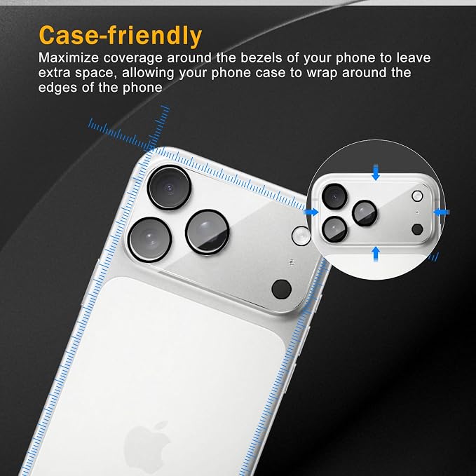3 Pack Camera Lens Protector for iPhone 17 Pro Max, Tempered Glass,