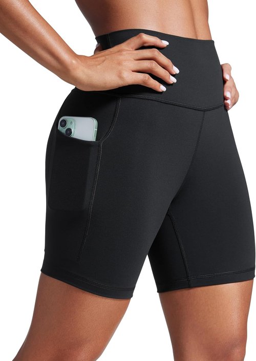 CRZ YOGA Biker Shorts - Butterbreeze High Waist with Pockets for Gym, Volleyball & Yoga | 6'' Women's Size