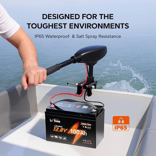 Litime 12V Lithium Battery - 100Ah LiFePO4 Trolling Motor Power | Low Temp Protection, 15000 Cycles