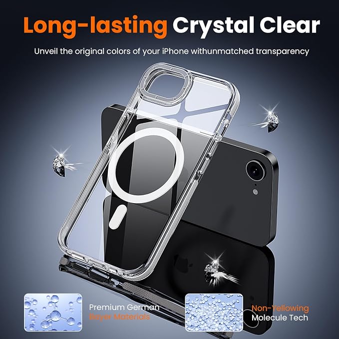 toushion 3 in 1 for iPhone 16E/17E Case Clear, Shockproof Guard Corners