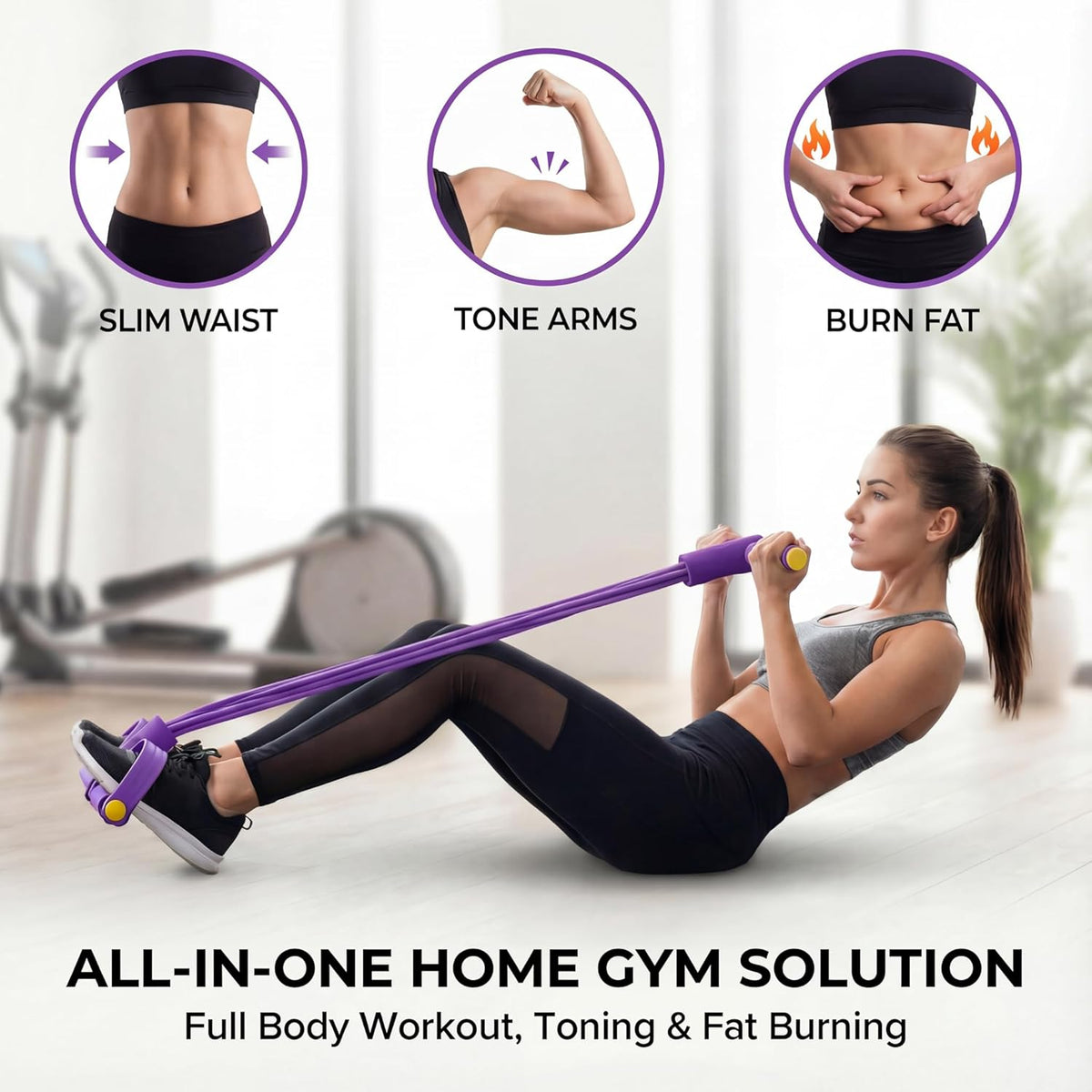 Skiennix Pedal Resistance Band - 6-Tube Foot Pedal & Ankle Puller for Full Body Workout | Home Gym Equipment