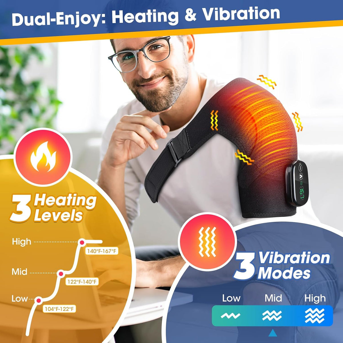 Skiennix Cordless Shoulder Heating Pad - Deep Tissue Massage & Pain Relief | FSA & HSA Eligible