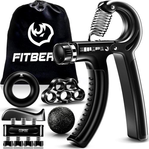 FitBeast Grip Strengthener Kit - 5 Pack Adjustable Resistance Hand Grips for Forearm Strength