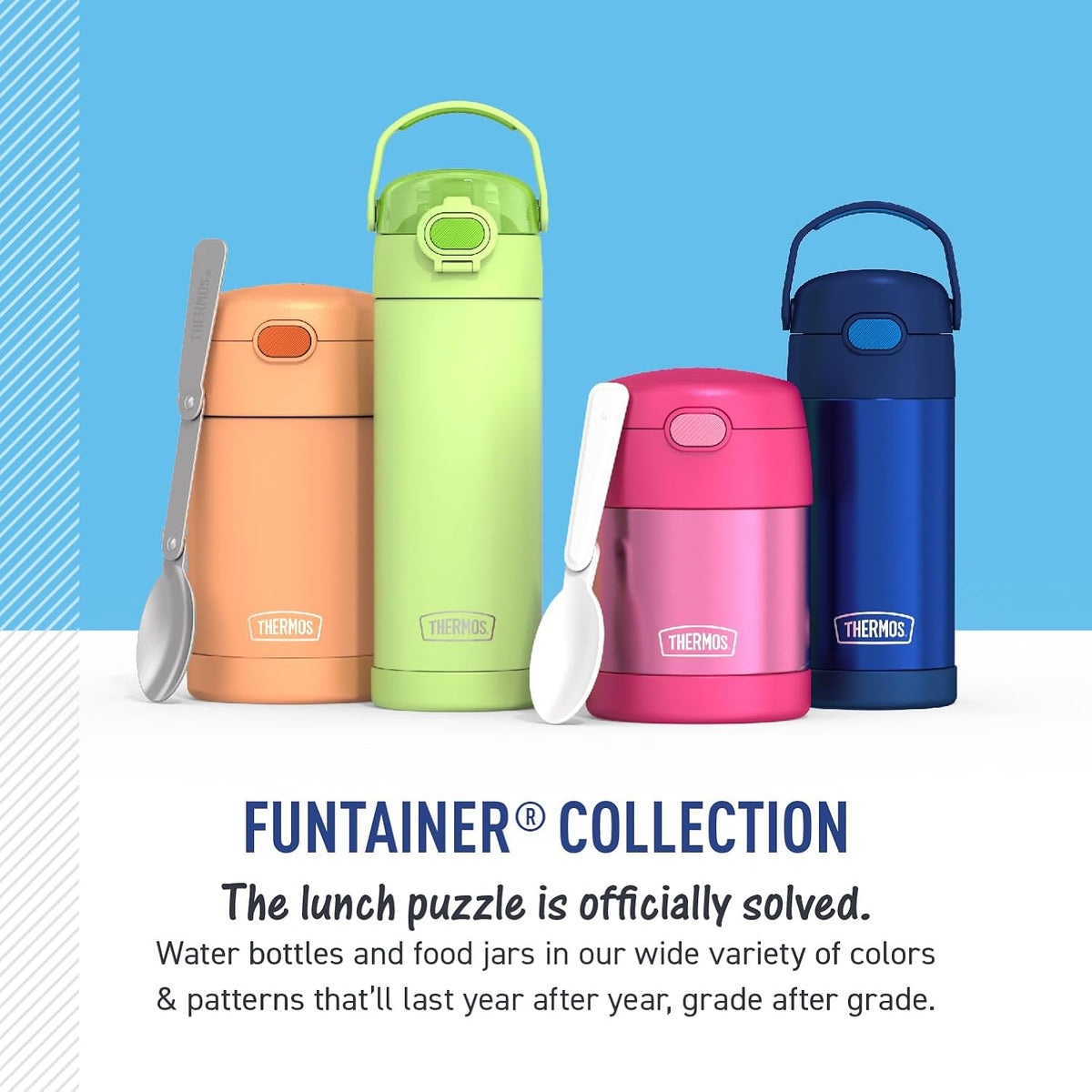 THERMOS FUNTAINER Water Bottle - 12 Ounce Stainless Steel Vacuum Insulated with Straw | Kids Construction Design