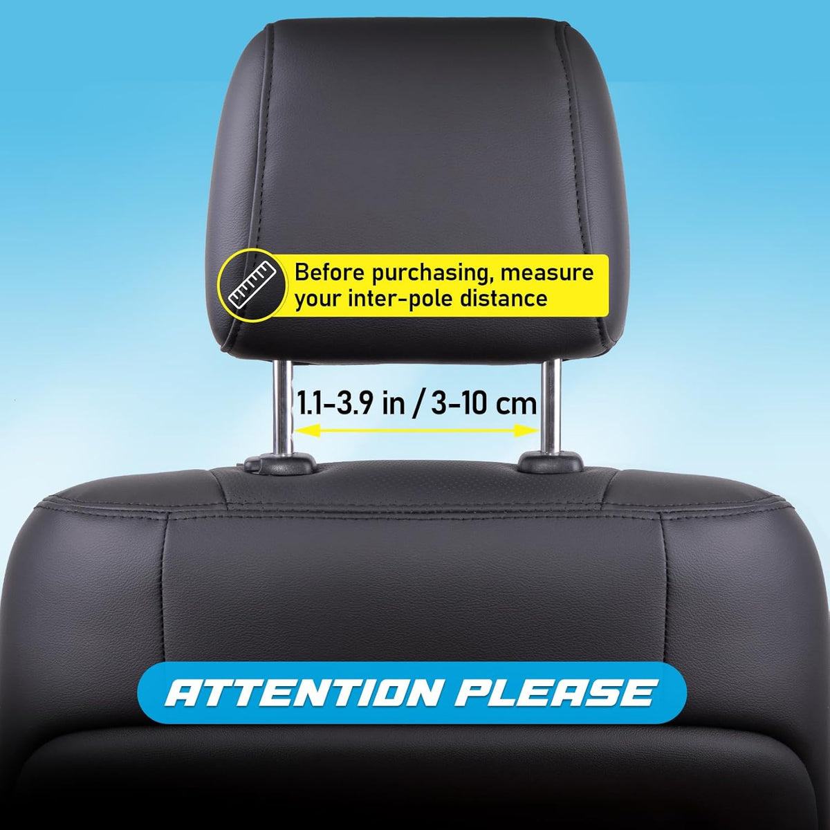 Spurtar Car Neck Pillow Height Adjustable Memory Foam Travel Pillow Headrest for Adults Neck Comfort Pain Relief While Driving Travel - Only Fit for Poles Distance 1.1" - 3.9" - Not for Children