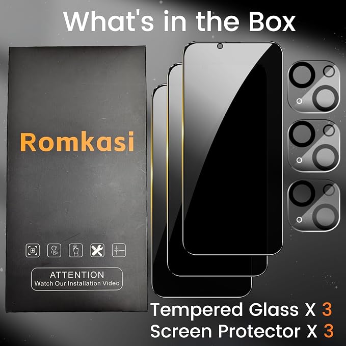 Romkasi 3 Pack Privacy Screen Protector