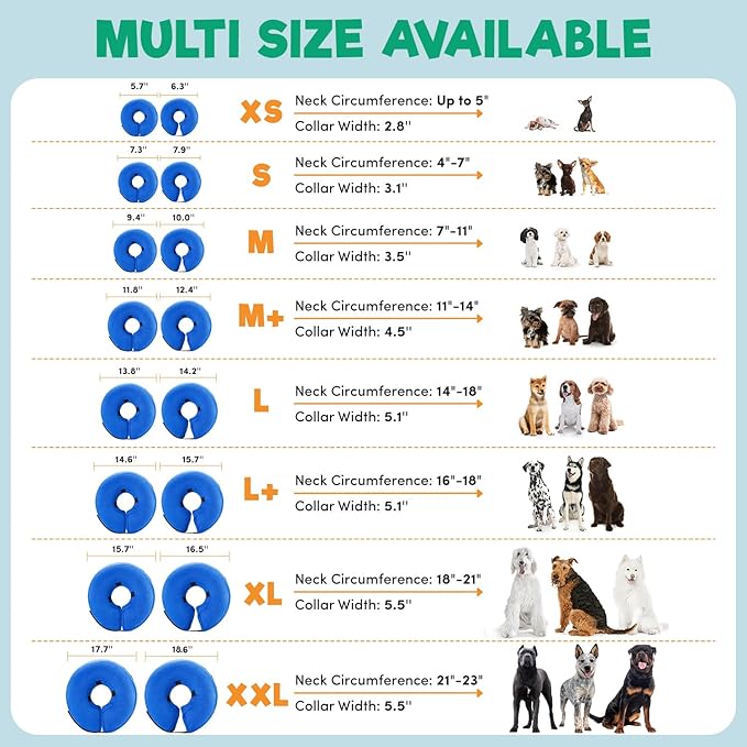 BENCMATE Inflatable Dog Cone Collar Alternative, Soft Dog Cone for Small Medium Large Dogs and Cats, Neck Recovery ECollar Donut Collar After Surgery (Large+, Plaid)