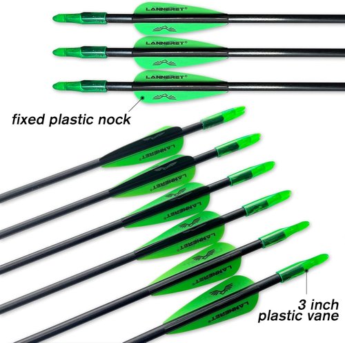 Lanneret Archery Practice Target Arrows - 26/28 Inch Fiberglass Arrows for Kids & Beginners (Pack of 12)