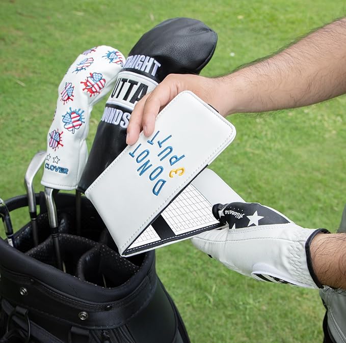 Leather Golf Scorecard Holder - Golf Scorecard & Yardage Book Holder Cover Universal Fit for Scorecard, Golf Accessories Fit for Most Back Pocket Golf Gifts