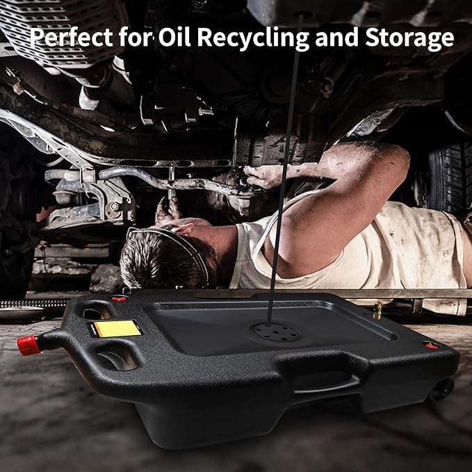 AA075 15 Gallon Oil Drain Pan - 58 Quart Large Opening with Seal Cap for Easy Access and Leak-Free, Screw Vent for Smooth Oil Pour Out - Ideal Oil Change Pan for Cars and Trucks