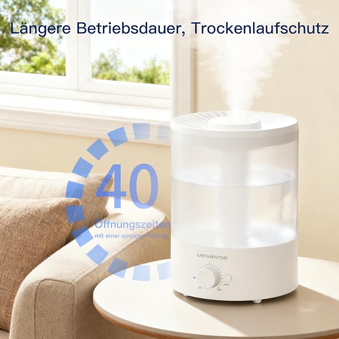 MEGAWISE 2 pack 3.5L Ultrasonic Cool Mist Humidifier – Top-Fill, Essential Oil Diffuser, Quiet Operation, Night Light, Auto Shut-Off for Home & Office (2)